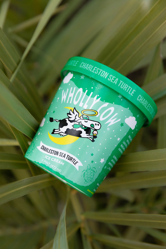 Wholly Cow Ice Cream Charleston Sea Turtle salted caramel signature flavor in retail pint