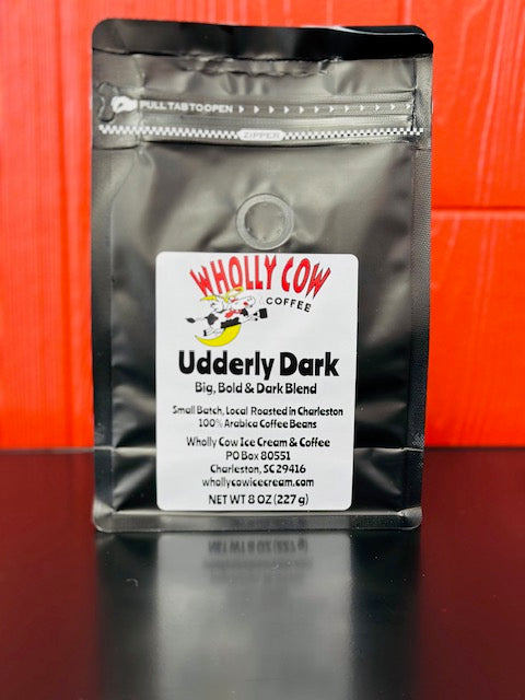 Wholly Cow coffee Udderly Dark bean local roast Charleston South Carolina